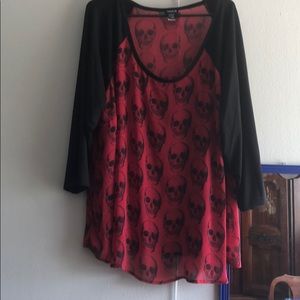 Torrid red and black skull top